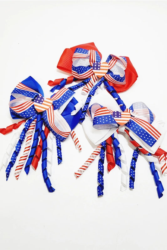 American Flag Curly Hair Bow