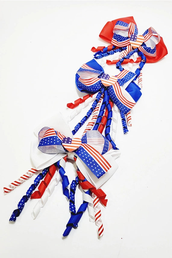 American Flag Curly Hair Bow