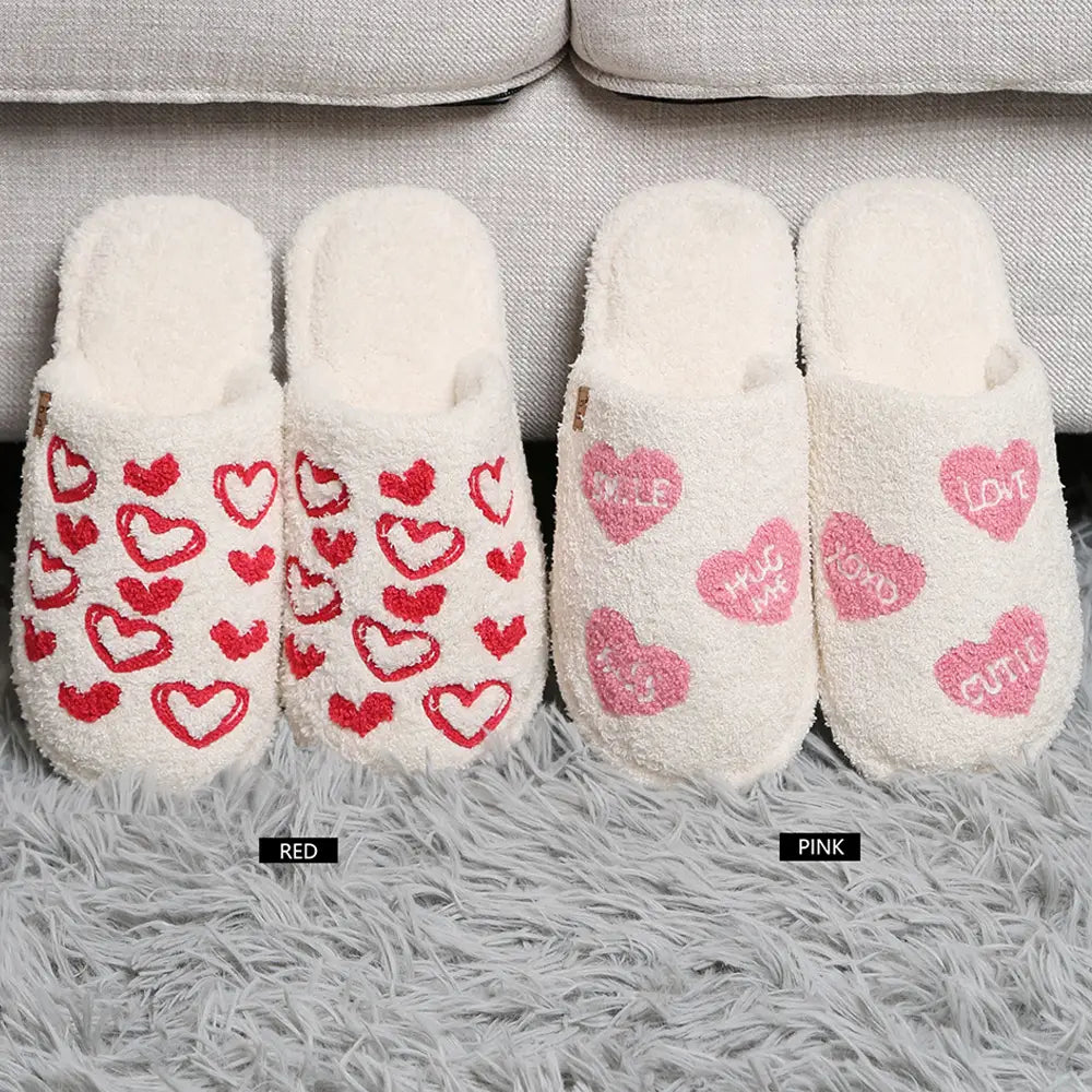 Valentine Heart Patterned Slippers