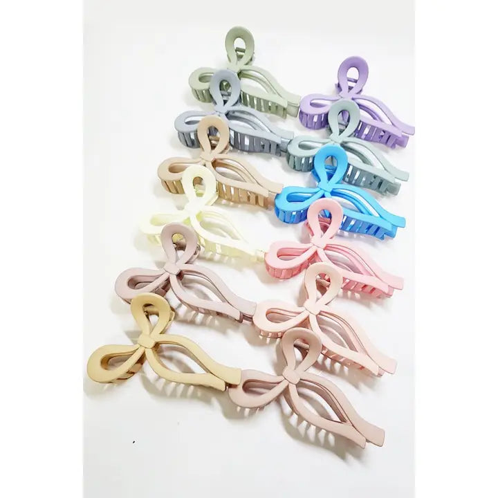 Matte Color Ribbon Shaped Hair Claw Clip