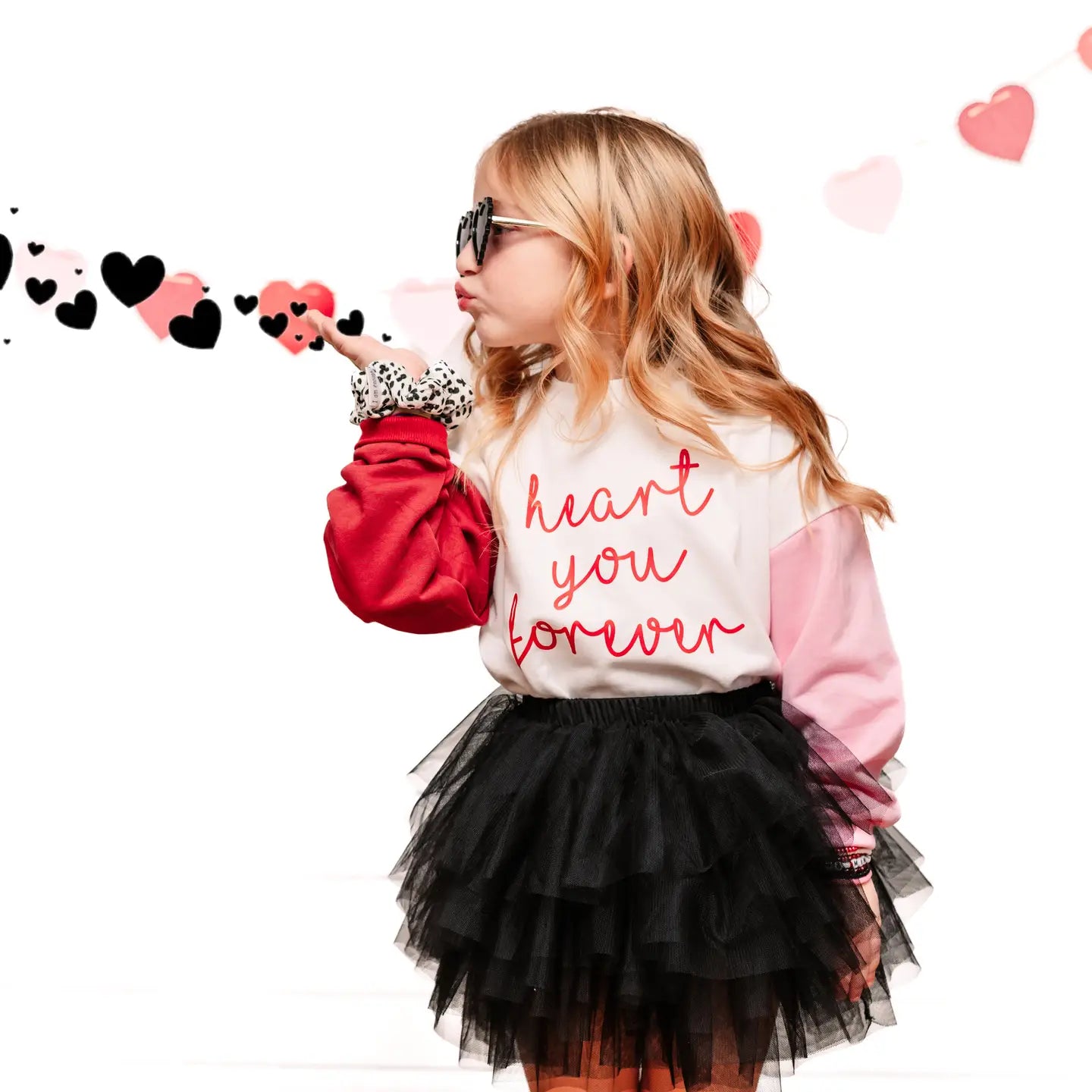 Kids Valentines Day Color Block Sweatshirt