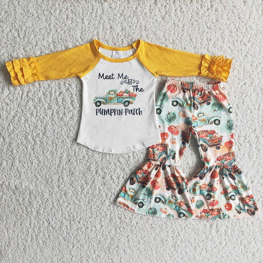 Meet me in pumpkin fall children outfits sets