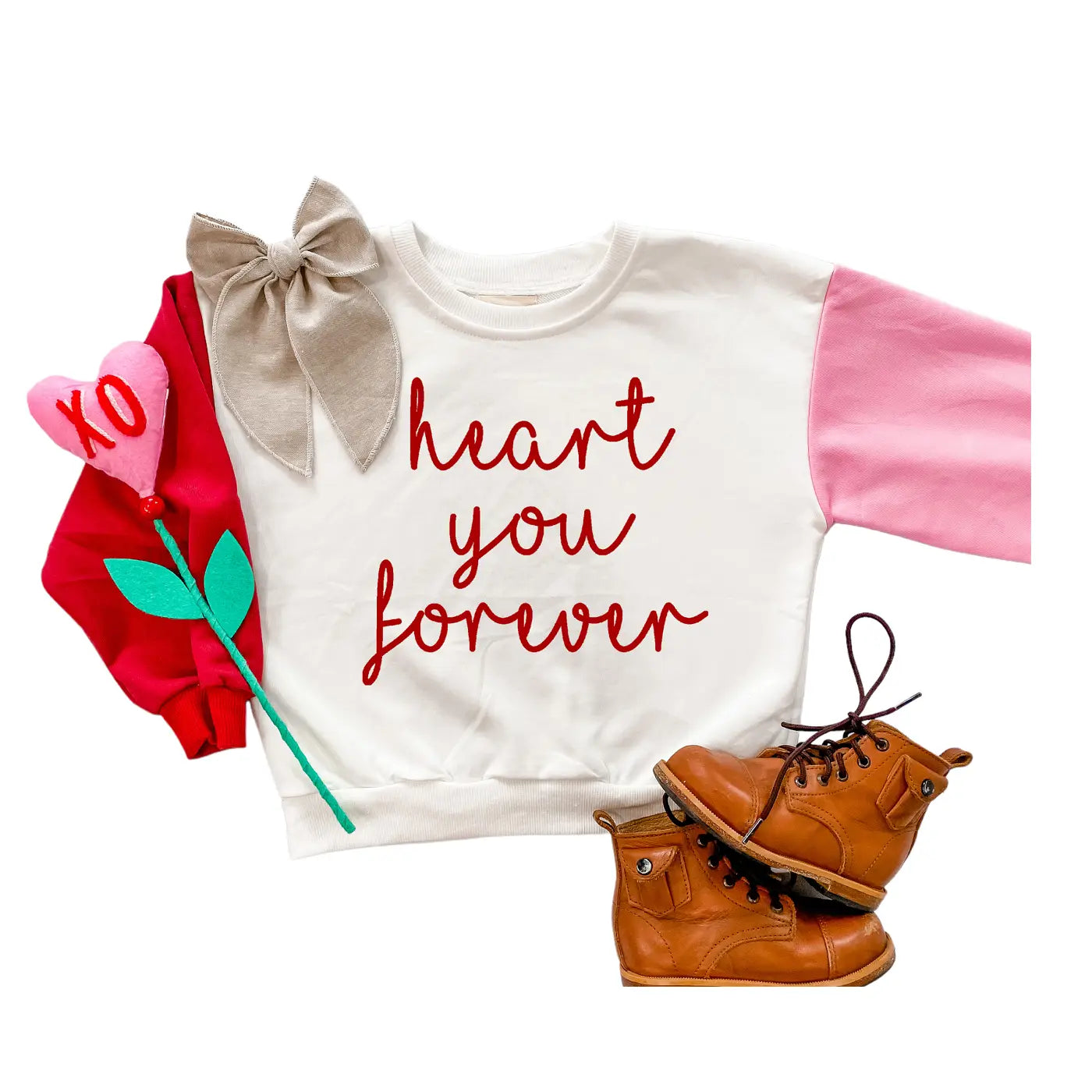 Kids Valentines Day Color Block Sweatshirt