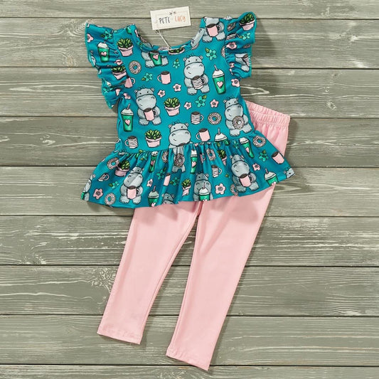 Pete and Lucy Hippo Pant Set