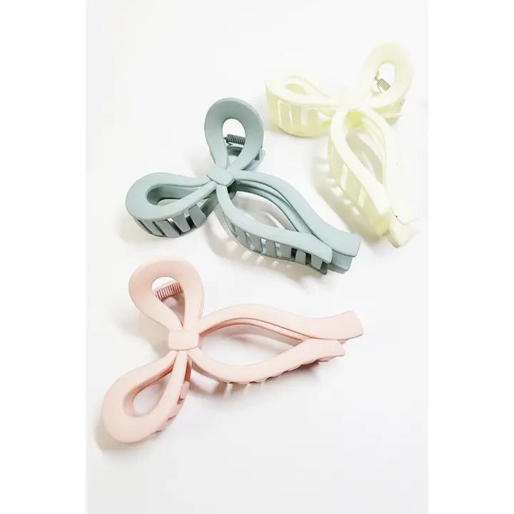 Matte Color Ribbon Shaped Hair Claw Clip