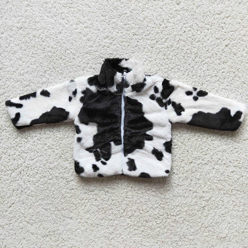 Baby Girls Western Thick Cow Print Long Sleeve Pullovers Top