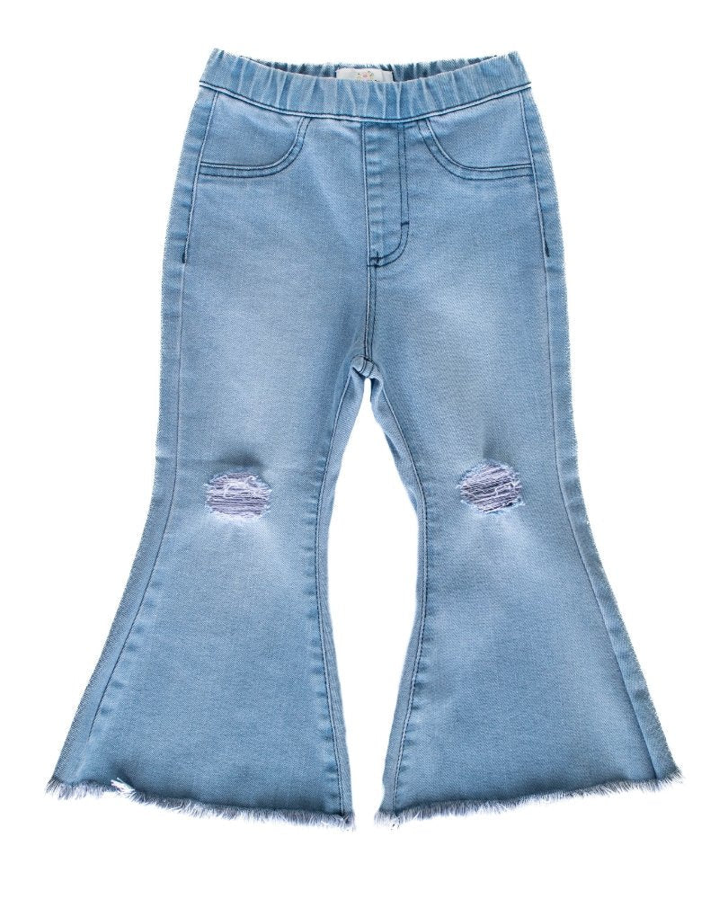 Rhian Distressed Denim Bell Bottoms